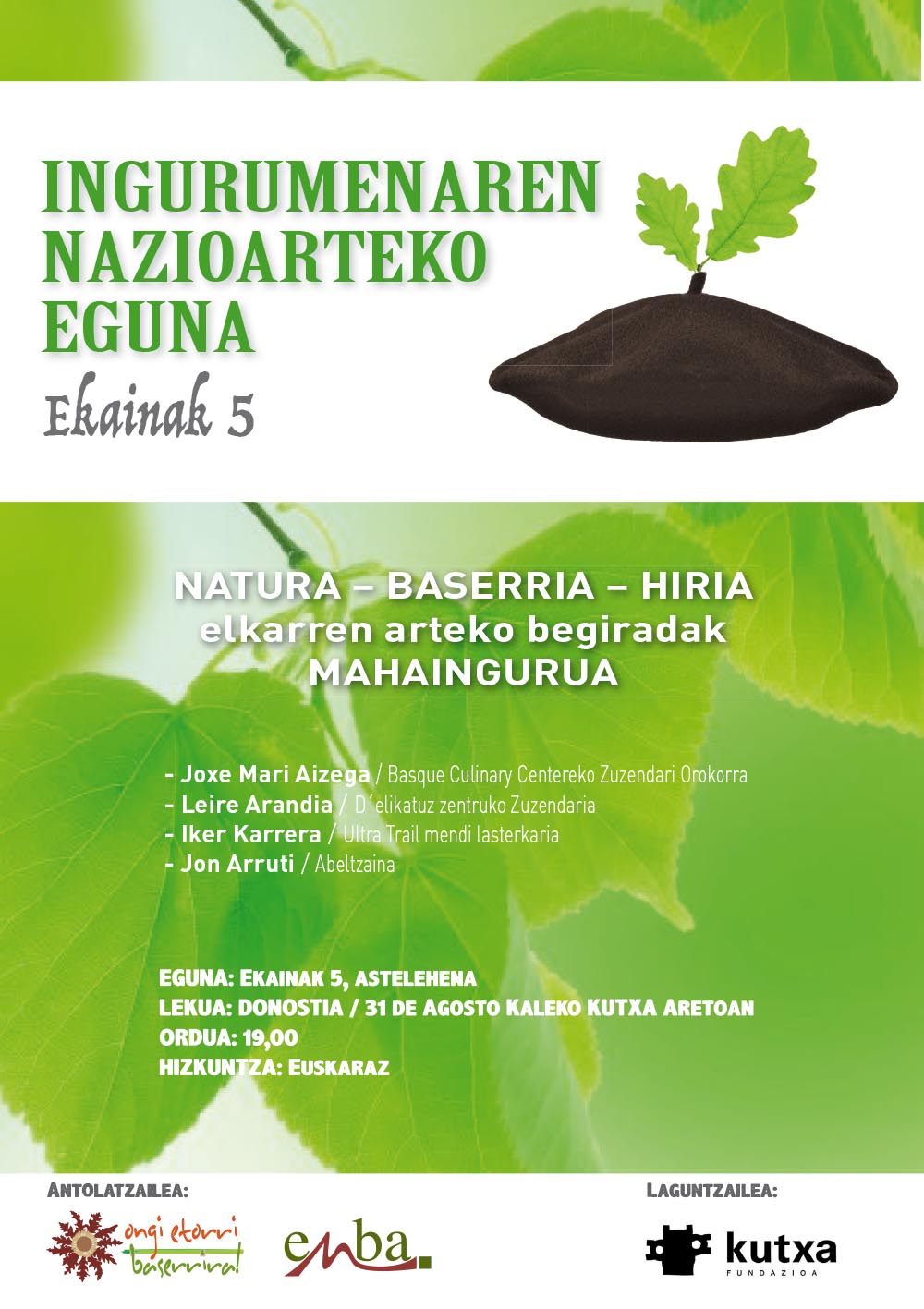 “NATURA, BASERRIA eta HIRIA, elkarren arteko begiradak” mahaingurua Ingurumenaren Nazioarteko eguna ospatzeko